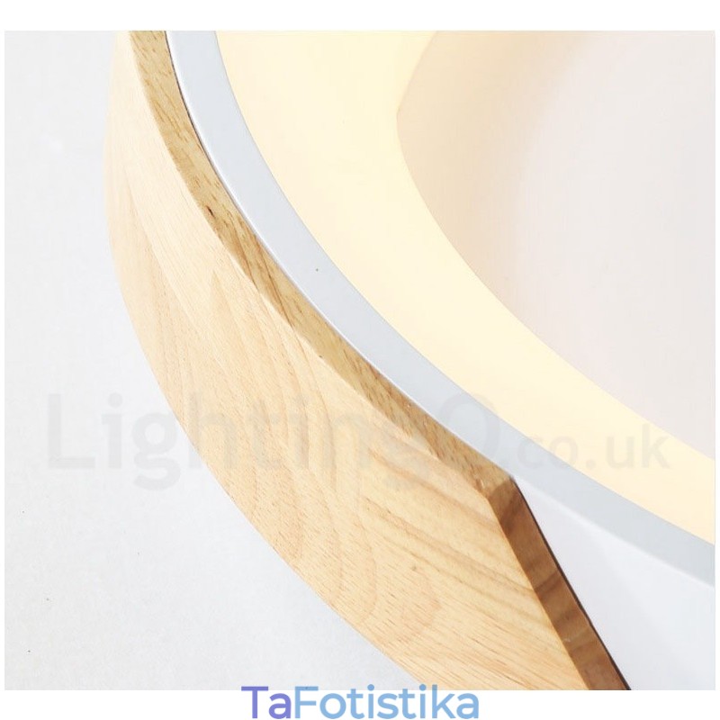 Dimmable Multi Colors στρογγυλό ξύλινο φωτιστικό οροφής με ακρυλικό φωτιστικό οροφής σκανδιναβικού στυλ