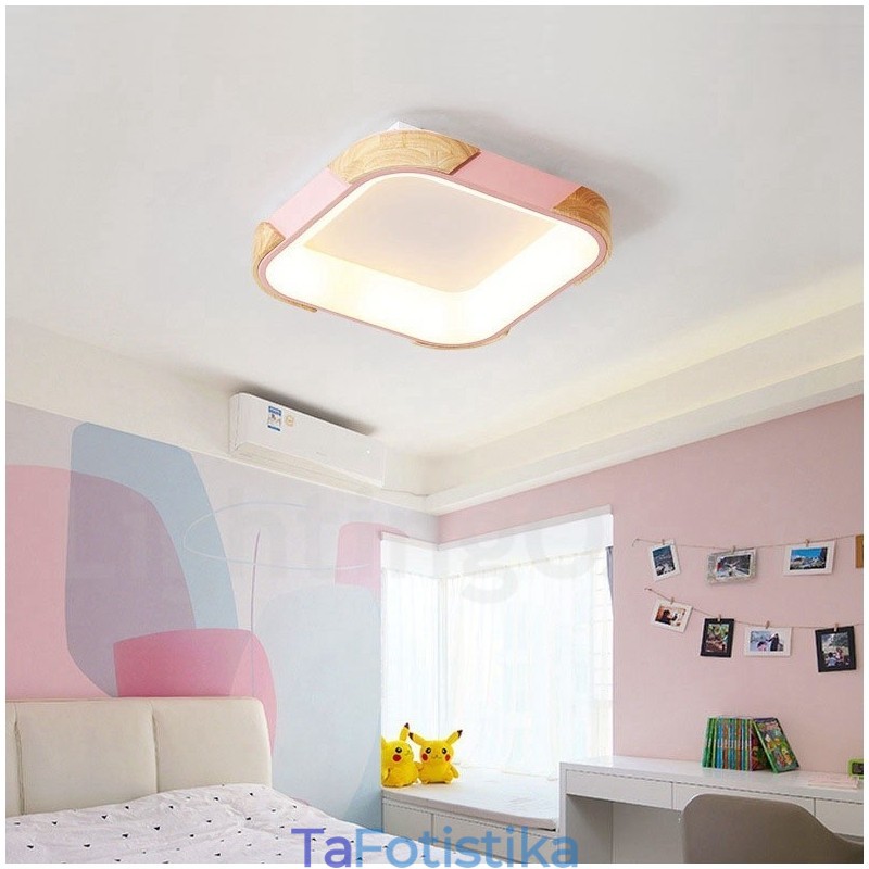 Dimmable Multi Colors τετράγωνο ξύλινο φωτιστικό οροφής με ακρυλικό φωτιστικό οροφής σκανδιναβικού στυλ