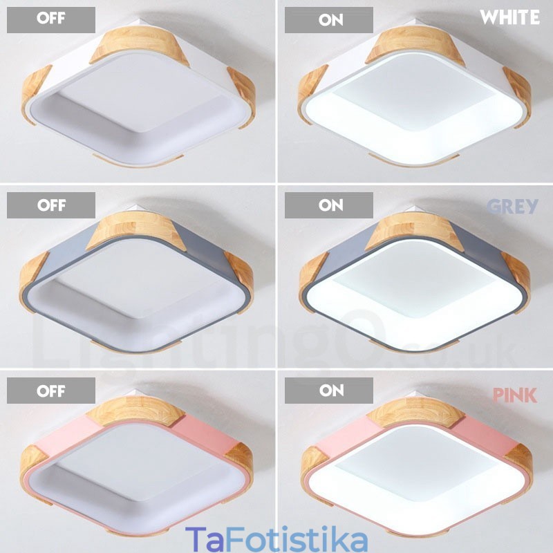 Dimmable Multi Colors τετράγωνο ξύλινο φωτιστικό οροφής με ακρυλικό φωτιστικό οροφής σκανδιναβικού στυλ