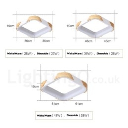 Dimmable Multi Colors τετράγωνο ξύλινο φωτιστικό οροφής με ακρυλικό φωτιστικό οροφής σκανδιναβικού στυλ