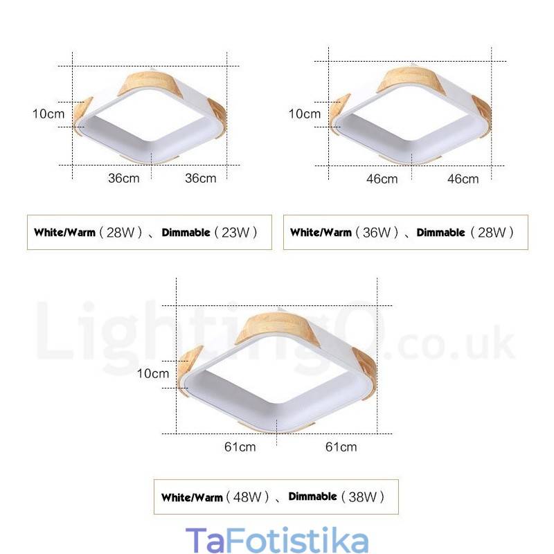 Dimmable Multi Colors τετράγωνο ξύλινο φωτιστικό οροφής με ακρυλικό φωτιστικό οροφής σκανδιναβικού στυλ