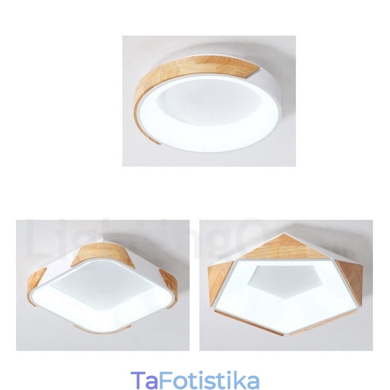 Dimmable Multi Colors τετράγωνο ξύλινο φωτιστικό οροφής με ακρυλικό φωτιστικό οροφής σκανδιναβικού στυλ