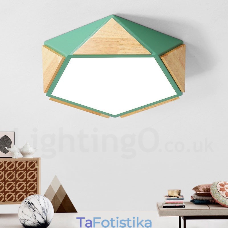 Dimmable Macaron Multi Colors Ξύλινο φωτιστικό οροφής με ακρυλικό φωτιστικό οροφής σκανδιναβικού στυλ