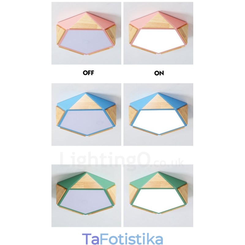 Dimmable Macaron Multi Colors Ξύλινο φωτιστικό οροφής με ακρυλικό φωτιστικό οροφής σκανδιναβικού στυλ