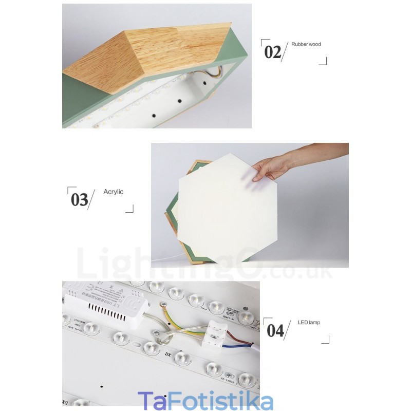 Dimmable Macaron Ultra thin Multi Color Ξύλινο φωτιστικό οροφής με ακρυλικό φωτιστικό οροφής σκανδιναβικού στυλ