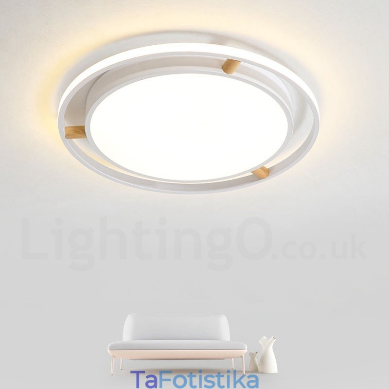 Dimmable Macaron Ultra thin Multi Colors Ξύλο στρογγυλό φωτιστικό οροφής με ακρυλικό φωτιστικό οροφής σκιάστρου σκανδιναβικού στιλ