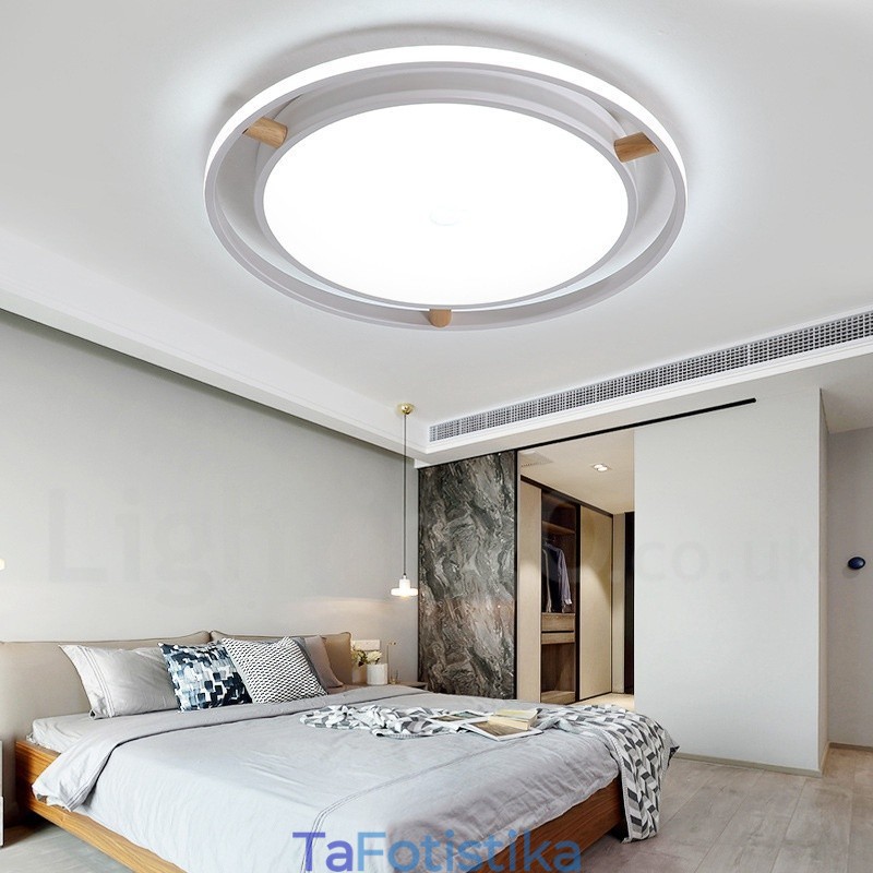 Dimmable Macaron Ultra thin Multi Colors Ξύλο στρογγυλό φωτιστικό οροφής με ακρυλικό φωτιστικό οροφής σκιάστρου σκανδιναβικού στιλ