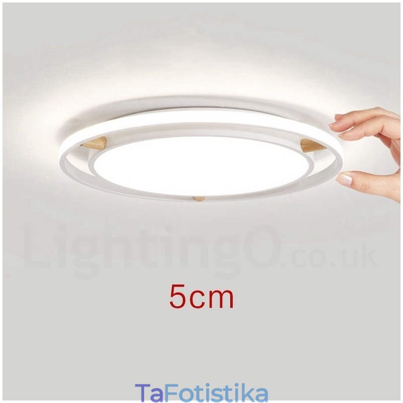 Dimmable Macaron Ultra thin Multi Colors Ξύλο στρογγυλό φωτιστικό οροφής με ακρυλικό φωτιστικό οροφής σκιάστρου σκανδιναβικού στιλ