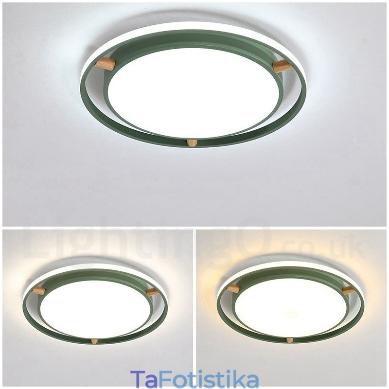 Dimmable Macaron Ultra thin Multi Colors Ξύλο στρογγυλό φωτιστικό οροφής με ακρυλικό φωτιστικό οροφής σκιάστρου σκανδιναβικού στιλ