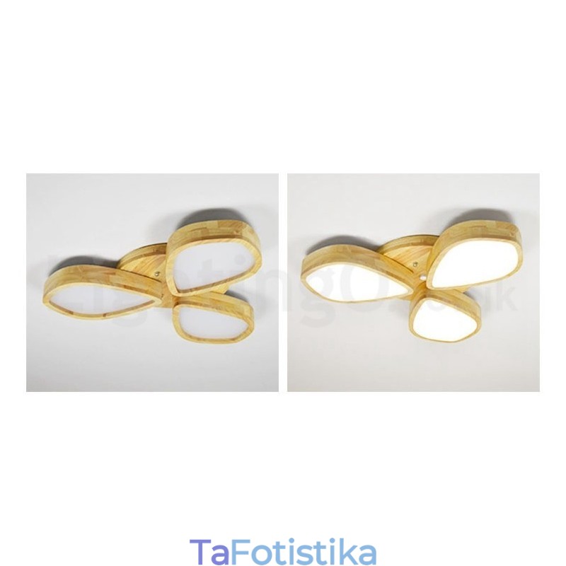 Φωτιστικό οροφής από ξύλινο πέταλο με ακρυλικό φωτιστικό οροφής σκιάστρου σκανδιναβικού στυλ