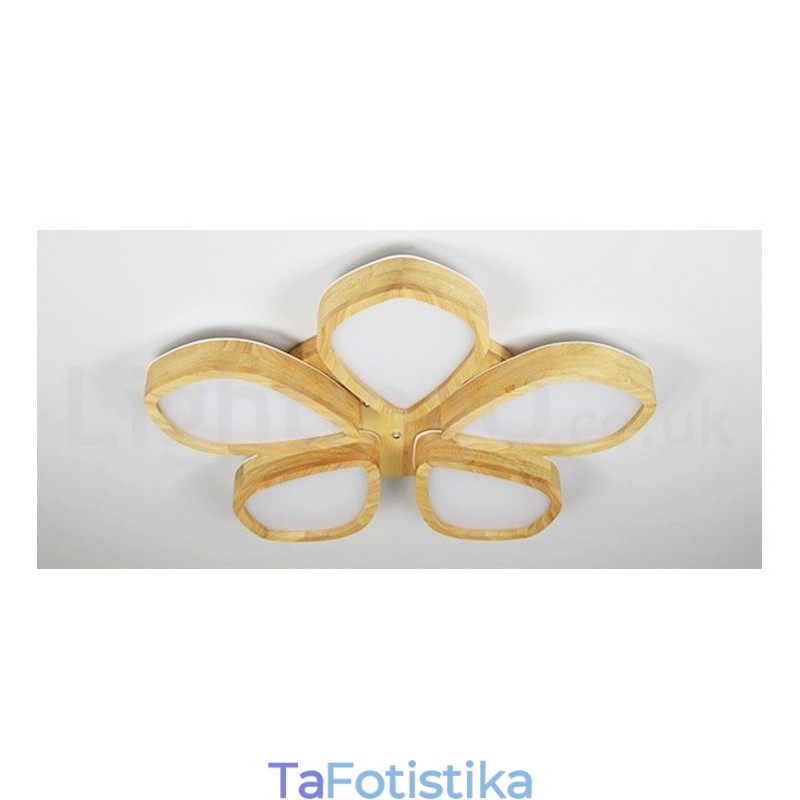 Φωτιστικό οροφής από ξύλινο πέταλο με ακρυλικό φωτιστικό οροφής σκιάστρου σκανδιναβικού στυλ