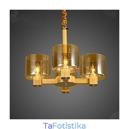 Κρεμαστό φωτιστικό μόδας Επιτραπέζιο Ξύλινο γυάλινο κάλυμμα