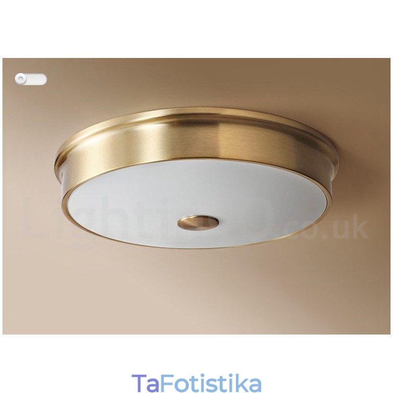 Ρετρό Vintage Flush Φωτιστικό Οροφής με Γυάλινη Σκιά
