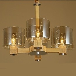 Κρεμαστό φωτιστικό μόδας Επιτραπέζιο Ξύλινο γυάλινο κάλυμμα