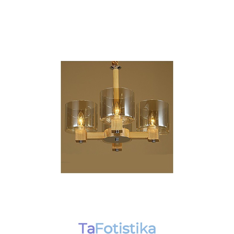 Κρεμαστό φωτιστικό μόδας Επιτραπέζιο Ξύλινο γυάλινο κάλυμμα