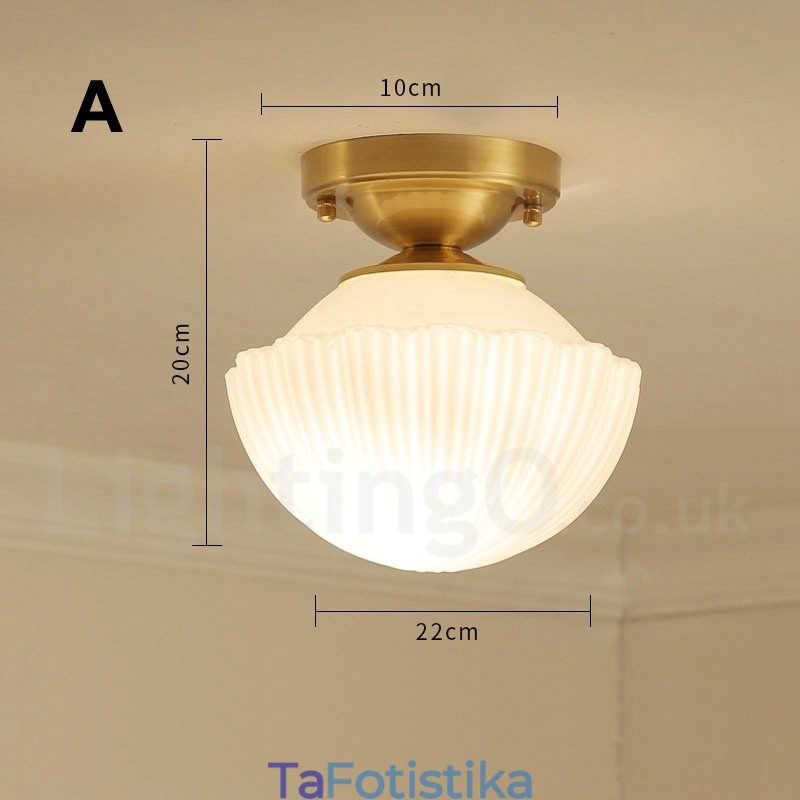 Φωτιστικά οροφής ρουστίκ Lodge Nordic Style από καθαρό ορείχαλκο με γυάλινη σκιά