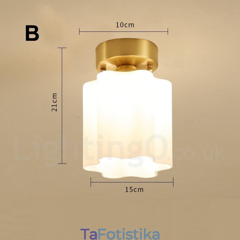Φωτιστικά οροφής ρουστίκ Lodge Nordic Style από καθαρό ορείχαλκο με γυάλινη σκιά