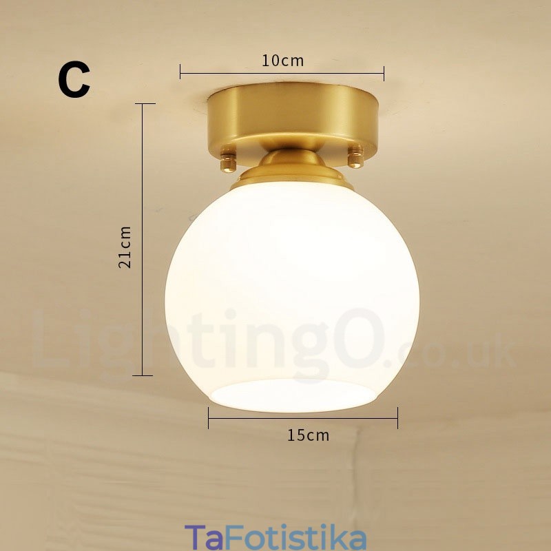 Φωτιστικά οροφής ρουστίκ Lodge Nordic Style από καθαρό ορείχαλκο με γυάλινη σκιά