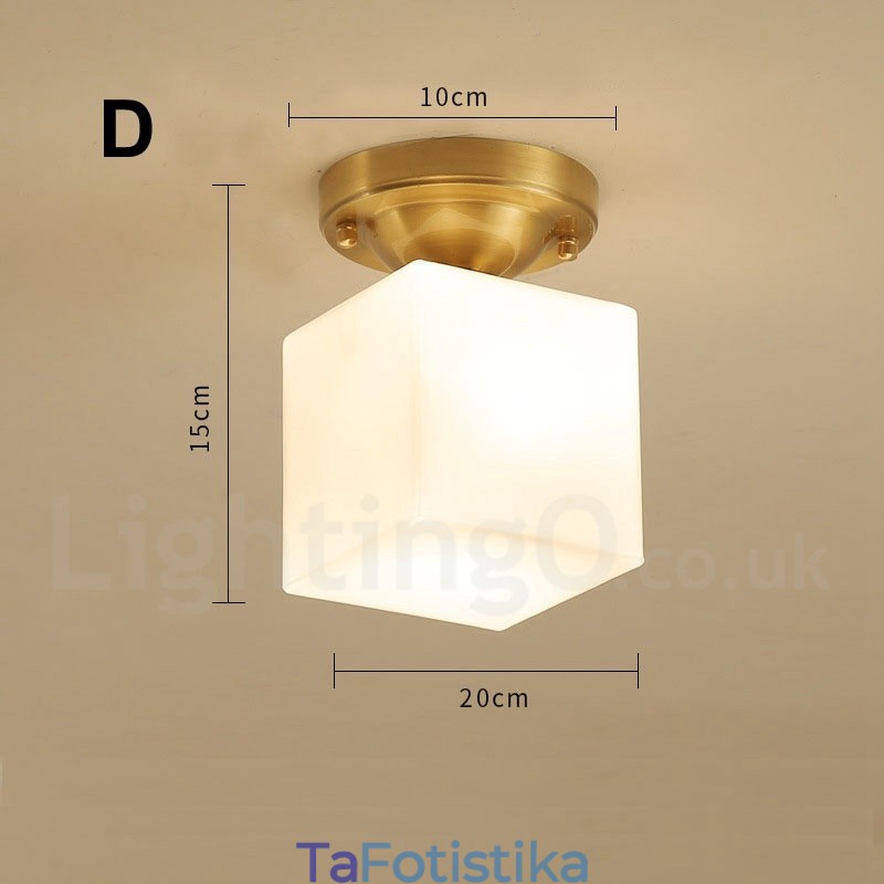 Φωτιστικά οροφής ρουστίκ Lodge Nordic Style από καθαρό ορείχαλκο με γυάλινη σκιά