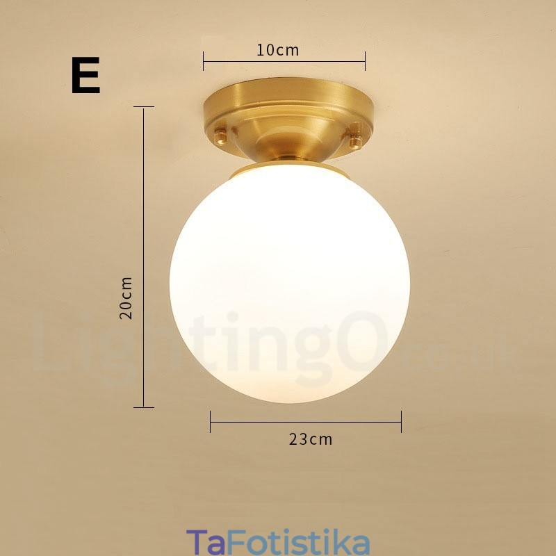 Φωτιστικά οροφής ρουστίκ Lodge Nordic Style από καθαρό ορείχαλκο με γυάλινη σκιά
