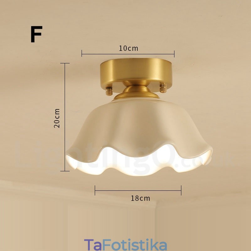 Φωτιστικά οροφής ρουστίκ Lodge Nordic Style από καθαρό ορείχαλκο με γυάλινη σκιά