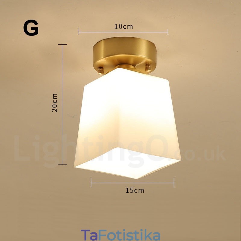 Φωτιστικά οροφής ρουστίκ Lodge Nordic Style από καθαρό ορείχαλκο με γυάλινη σκιά