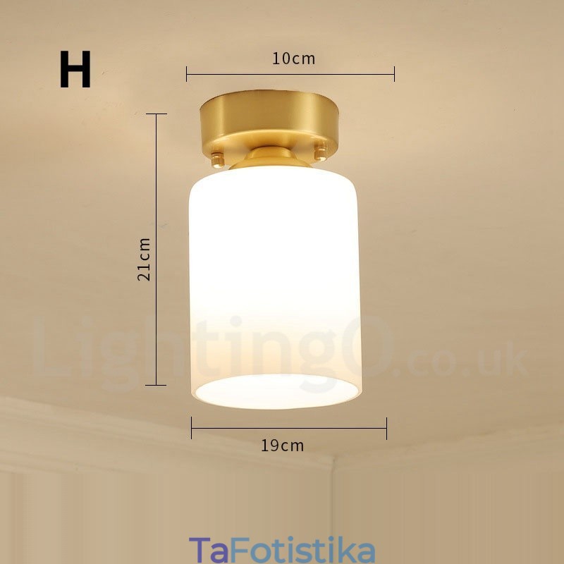 Φωτιστικά οροφής ρουστίκ Lodge Nordic Style από καθαρό ορείχαλκο με γυάλινη σκιά