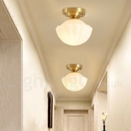 Φωτιστικά οροφής ρουστίκ Lodge Nordic Style από καθαρό ορείχαλκο με γυάλινη σκιά