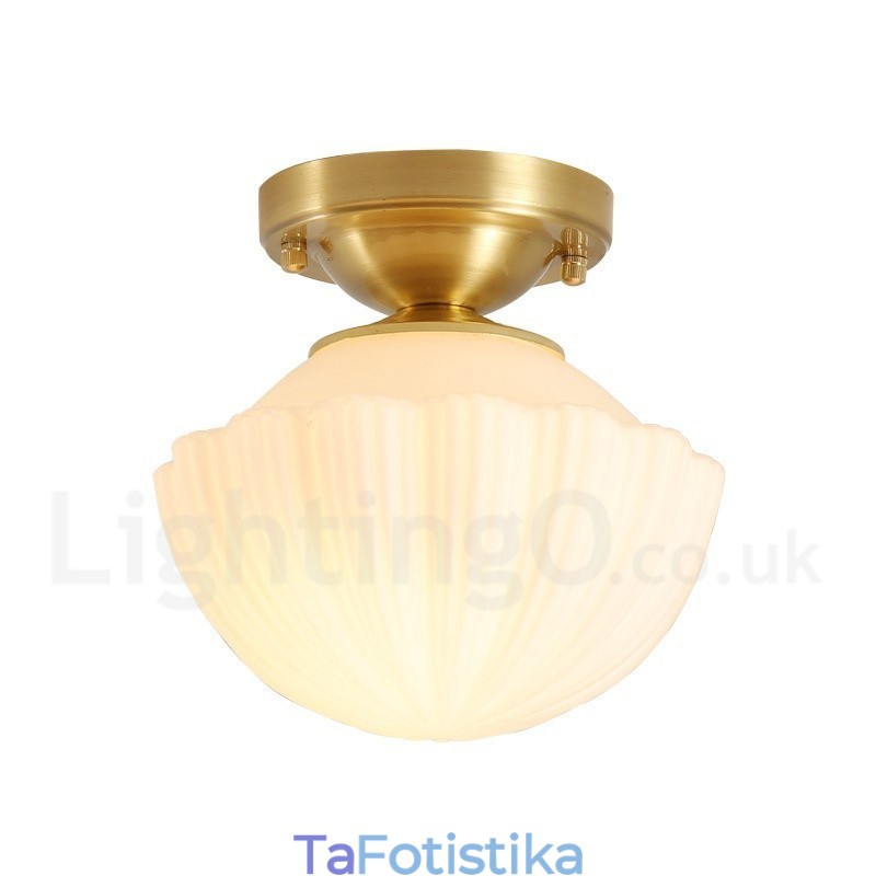 Φωτιστικά οροφής ρουστίκ Lodge Nordic Style από καθαρό ορείχαλκο με γυάλινη σκιά
