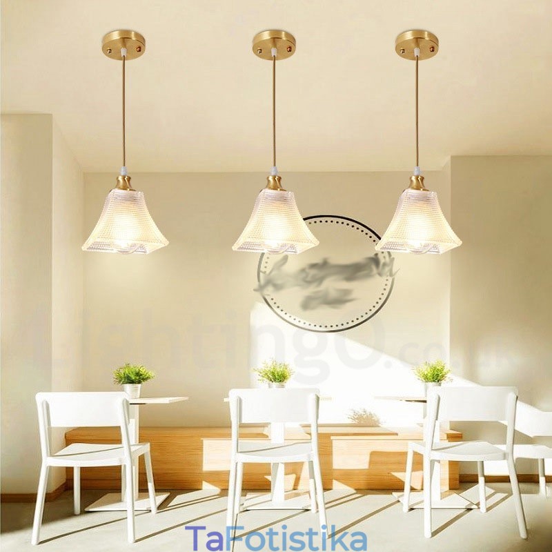 Κρεμαστό φως από καθαρό ορείχαλκο Rustic Lodge Nordic Style με γυάλινη απόχρωση