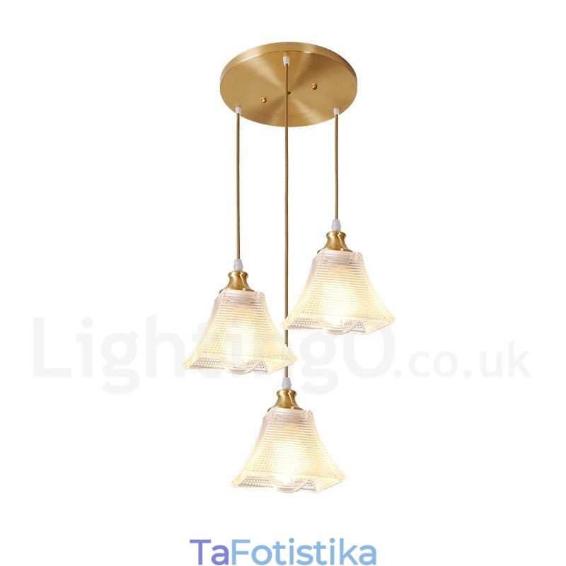Κρεμαστό φως από καθαρό ορείχαλκο Rustic Lodge Nordic Style με γυάλινη απόχρωση