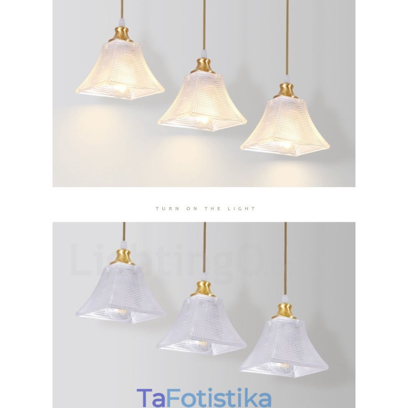 Κρεμαστό φως από καθαρό ορείχαλκο Rustic Lodge Nordic Style με γυάλινη απόχρωση