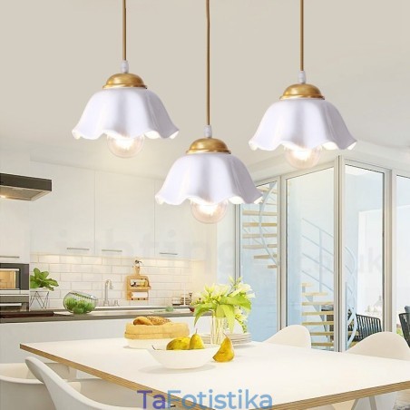 Κρεμαστό φωτιστικό από καθαρό ορείχαλκο Rustic Lodge Nordic Style με απόχρωση κεραμικής Κρεμαστό φωτιστικό από καθαρό ορείχαλκο Rustic Lodge Nordic Style με απόχρωση κεραμικής