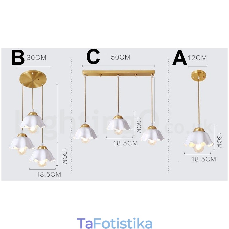 Κρεμαστό φωτιστικό από καθαρό ορείχαλκο Rustic Lodge Nordic Style με απόχρωση κεραμικής