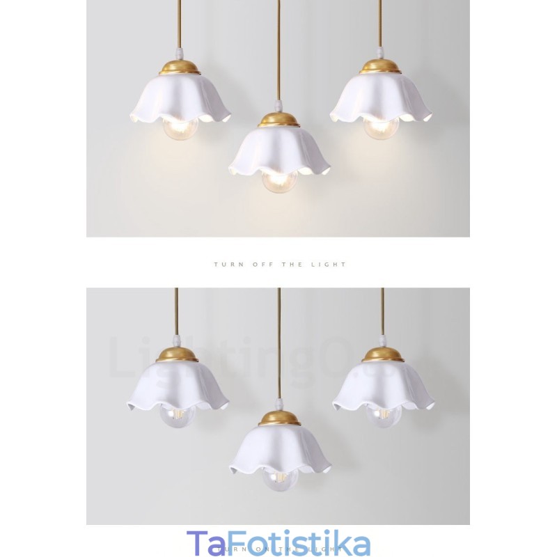 Κρεμαστό φωτιστικό από καθαρό ορείχαλκο Rustic Lodge Nordic Style με απόχρωση κεραμικής