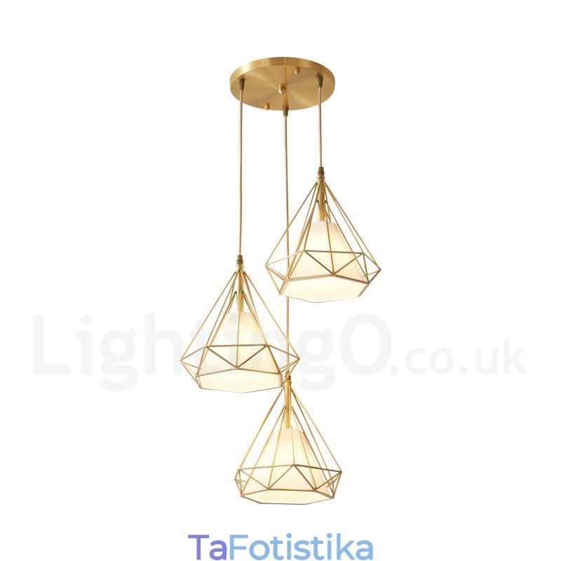 Κρεμαστό φως από καθαρό ορείχαλκο Rustic Lodge Nordic Style με υφασμάτινη απόχρωση