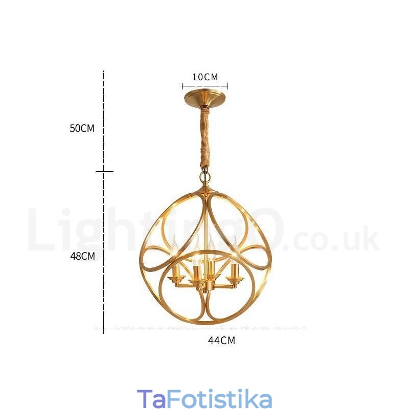 Κρεμαστό φως από καθαρό ορείχαλκο Rustic Lodge Nordic Style