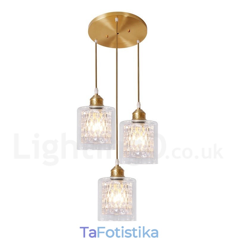 Κρεμαστό φως από καθαρό ορείχαλκο Rustic Lodge Nordic Style με γυάλινη απόχρωση