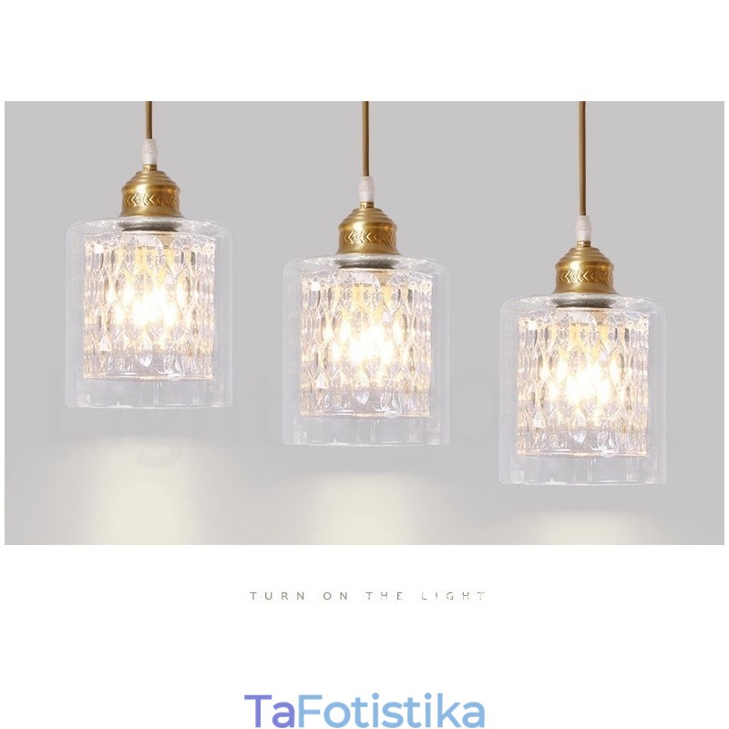 Κρεμαστό φως από καθαρό ορείχαλκο Rustic Lodge Nordic Style με γυάλινη απόχρωση