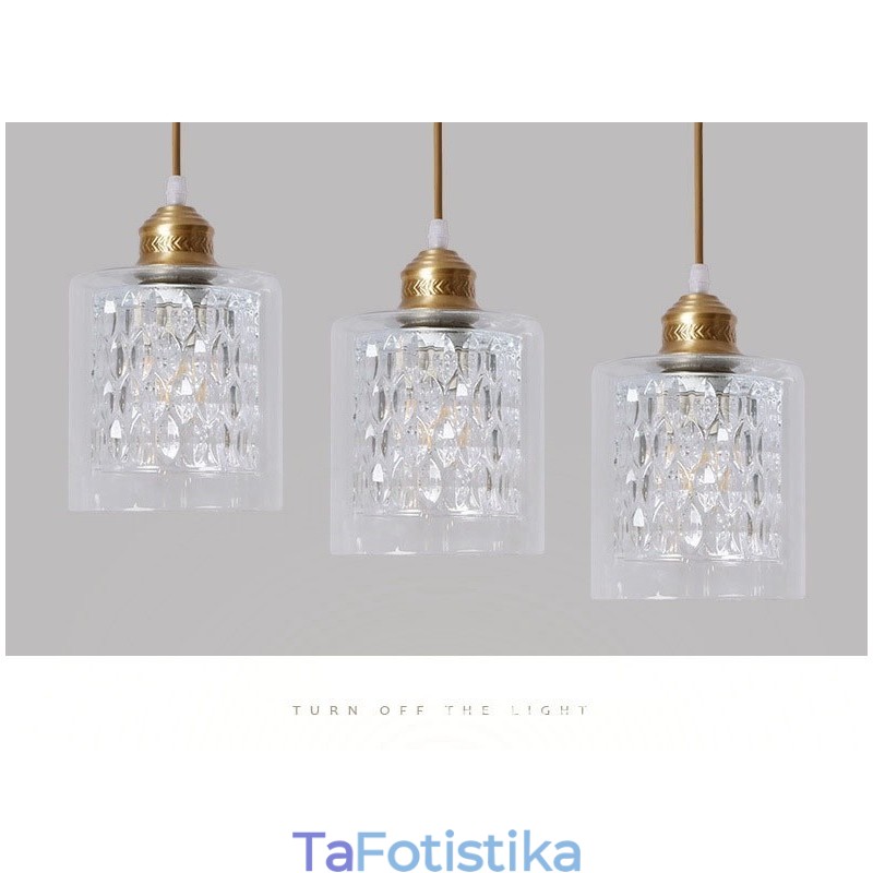 Κρεμαστό φως από καθαρό ορείχαλκο Rustic Lodge Nordic Style με γυάλινη απόχρωση