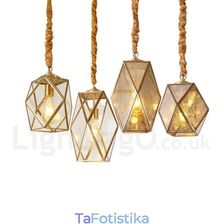Κρεμαστό φως από καθαρό ορείχαλκο Rustic Lodge Nordic Style με γυάλινη απόχρωση Κρεμαστό φως από καθαρό ορείχαλκο Rustic Lodge Nordic Style με γυάλινη απόχρωση