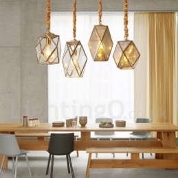 Κρεμαστό φως από καθαρό ορείχαλκο Rustic Lodge Nordic Style με γυάλινη απόχρωση