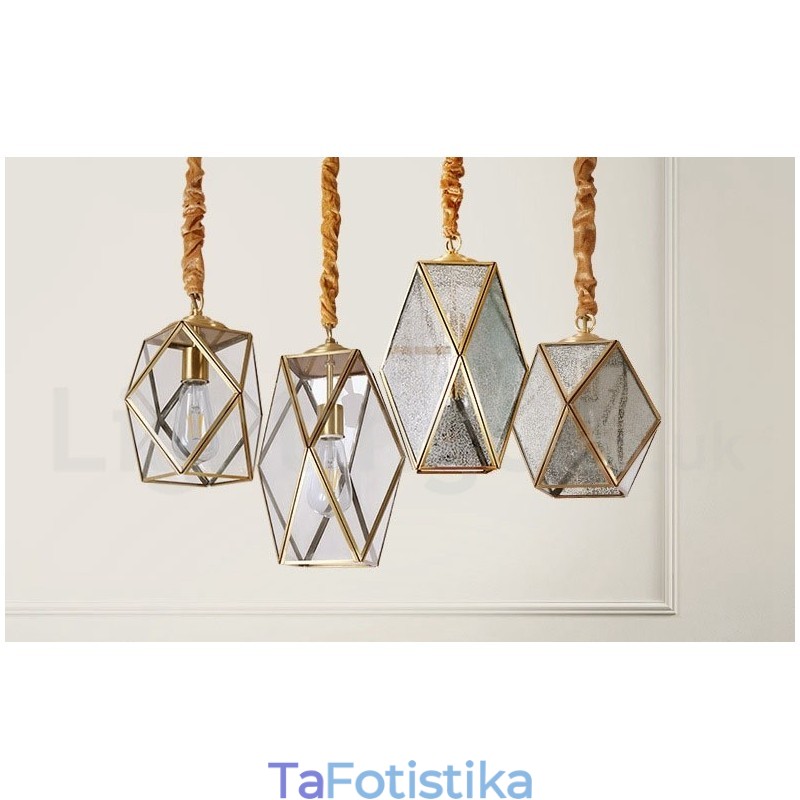 Κρεμαστό φως από καθαρό ορείχαλκο Rustic Lodge Nordic Style με γυάλινη απόχρωση