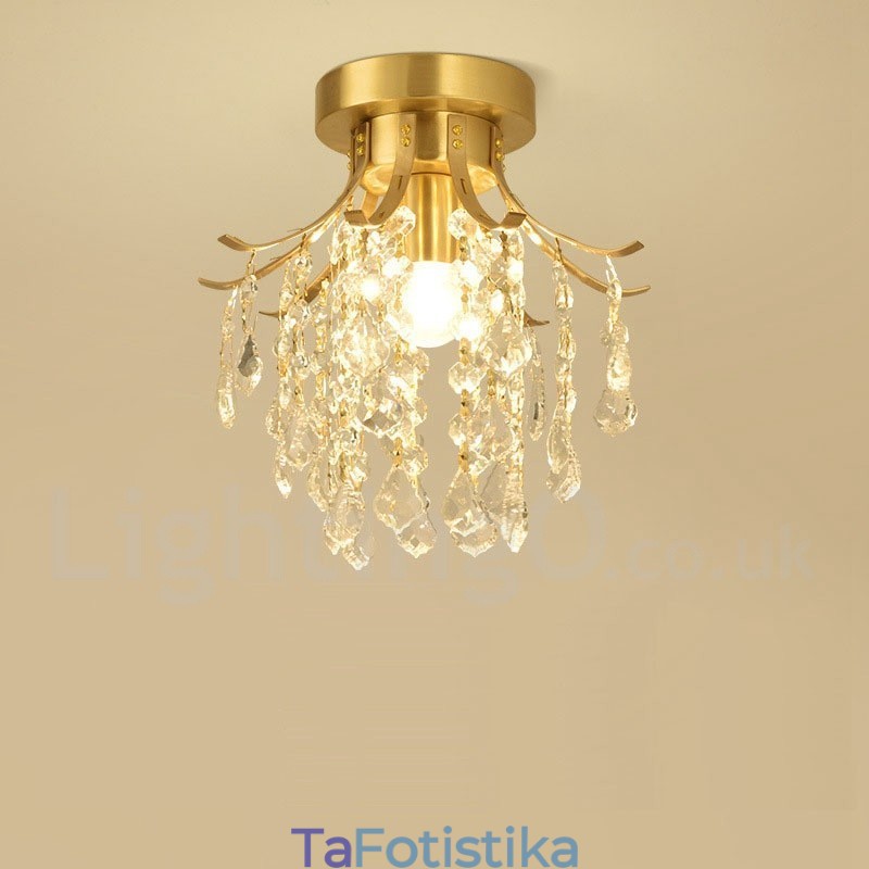 Φωτιστικά οροφής από καθαρό ορείχαλκο Rustic Lodge Nordic Style Flush Mount Crystal Lights