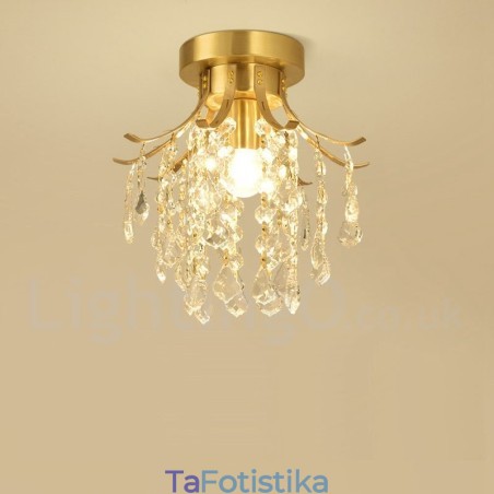 Φωτιστικά οροφής από καθαρό ορείχαλκο Rustic Lodge Nordic Style Flush Mount Crystal Lights Φωτιστικά οροφής από καθαρό ορείχαλκο Rustic Lodge Nordic Style Flush Mount Crystal Lights