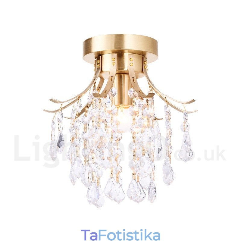 Φωτιστικά οροφής από καθαρό ορείχαλκο Rustic Lodge Nordic Style Flush Mount Crystal Lights