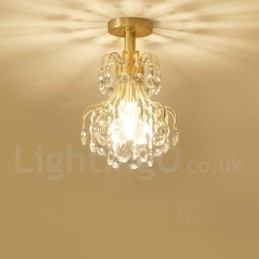 Φωτιστικά οροφής από καθαρό ορείχαλκο Rustic Lodge Nordic Style Flush Mount Crystal Lights