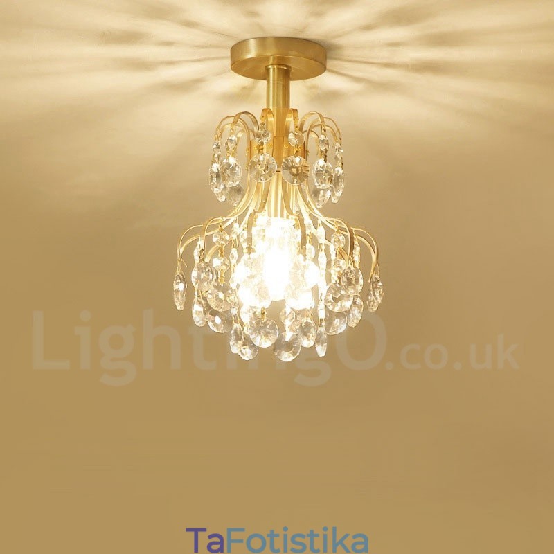 Φωτιστικά οροφής από καθαρό ορείχαλκο Rustic Lodge Nordic Style Flush Mount Crystal Lights