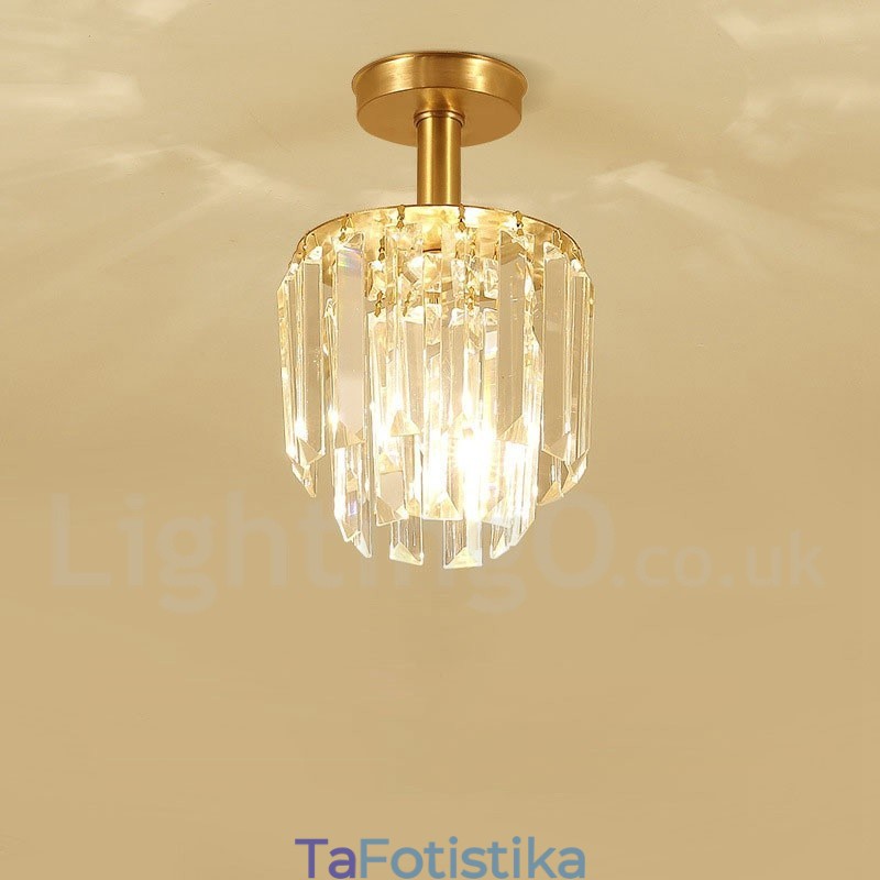 Φωτιστικά οροφής από καθαρό ορείχαλκο Rustic Lodge Nordic Style Flush Mount Crystal Lights
