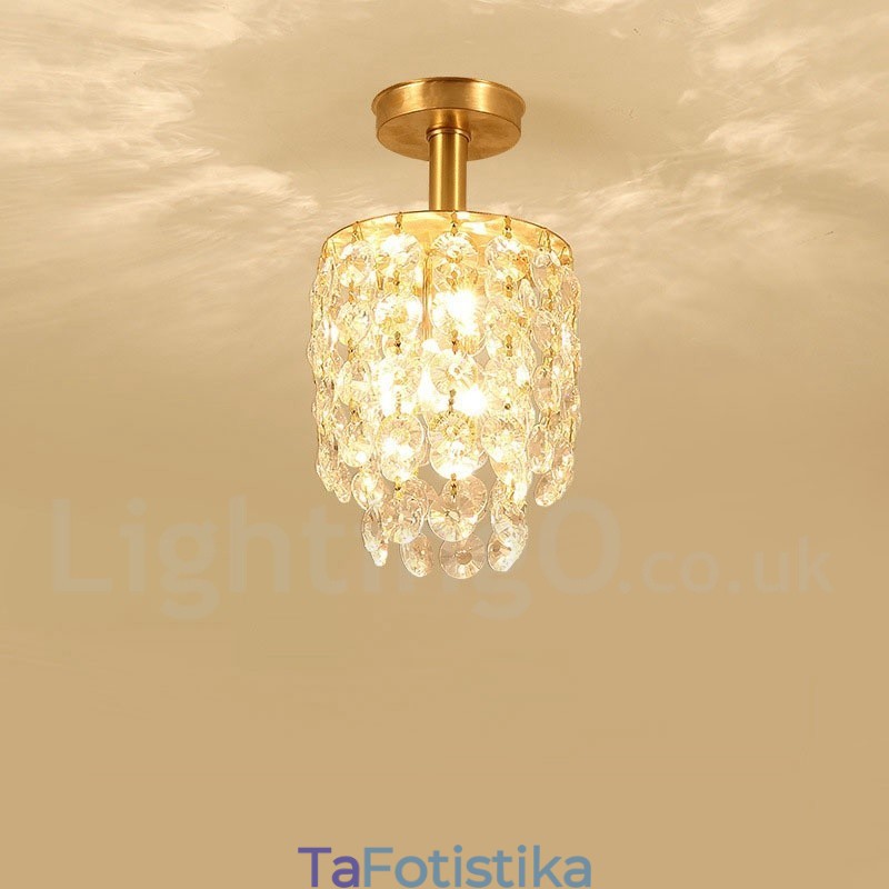 Φωτιστικά οροφής από καθαρό ορείχαλκο Rustic Lodge Nordic Style Flush Mount Crystal Lights